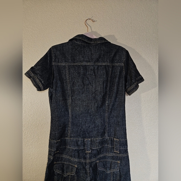 Baby Phat Y2k Vintage Dark Denim Cropped Jogger Utility Jumpsuit Size 11 - Picture 12 of 14
